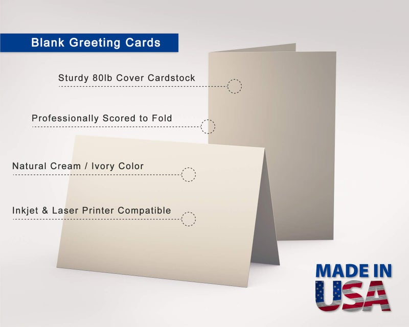 Desktop Publishing Supplies Blank 5" X 7" Greeting Cards and Envelopes - Ivory/Cream - Heavyweight 80lb Cover Paper - Inkjet/Laser Printer Compatible - For Making Invitations, Greeting Cards - 20 Cards & Envelopes - Image 1